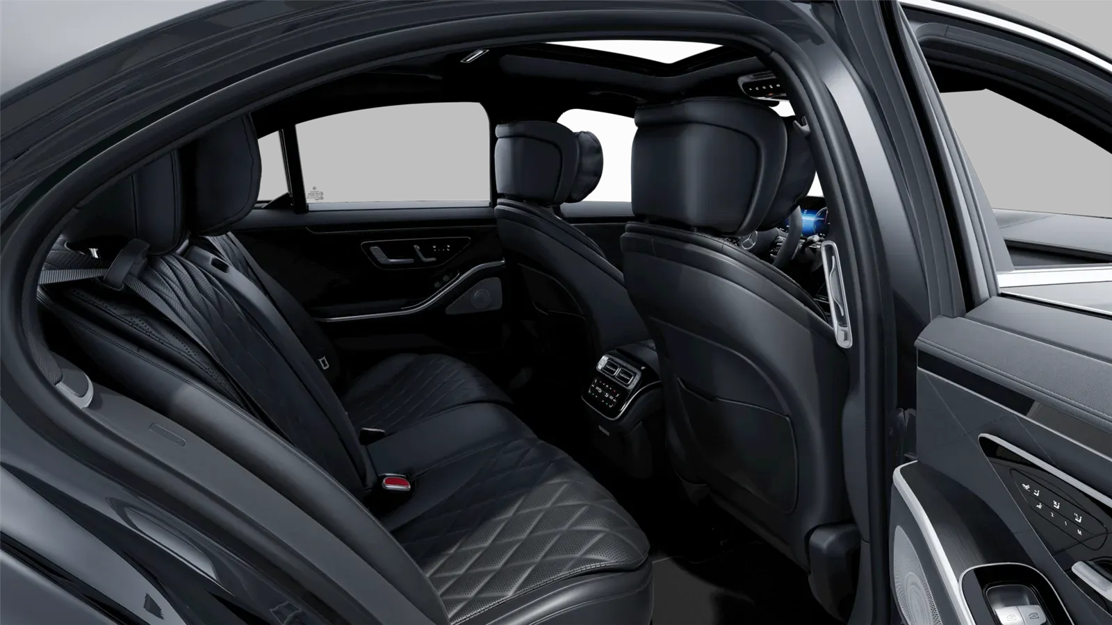 Mercedes S-Class luxury rear cabin interior